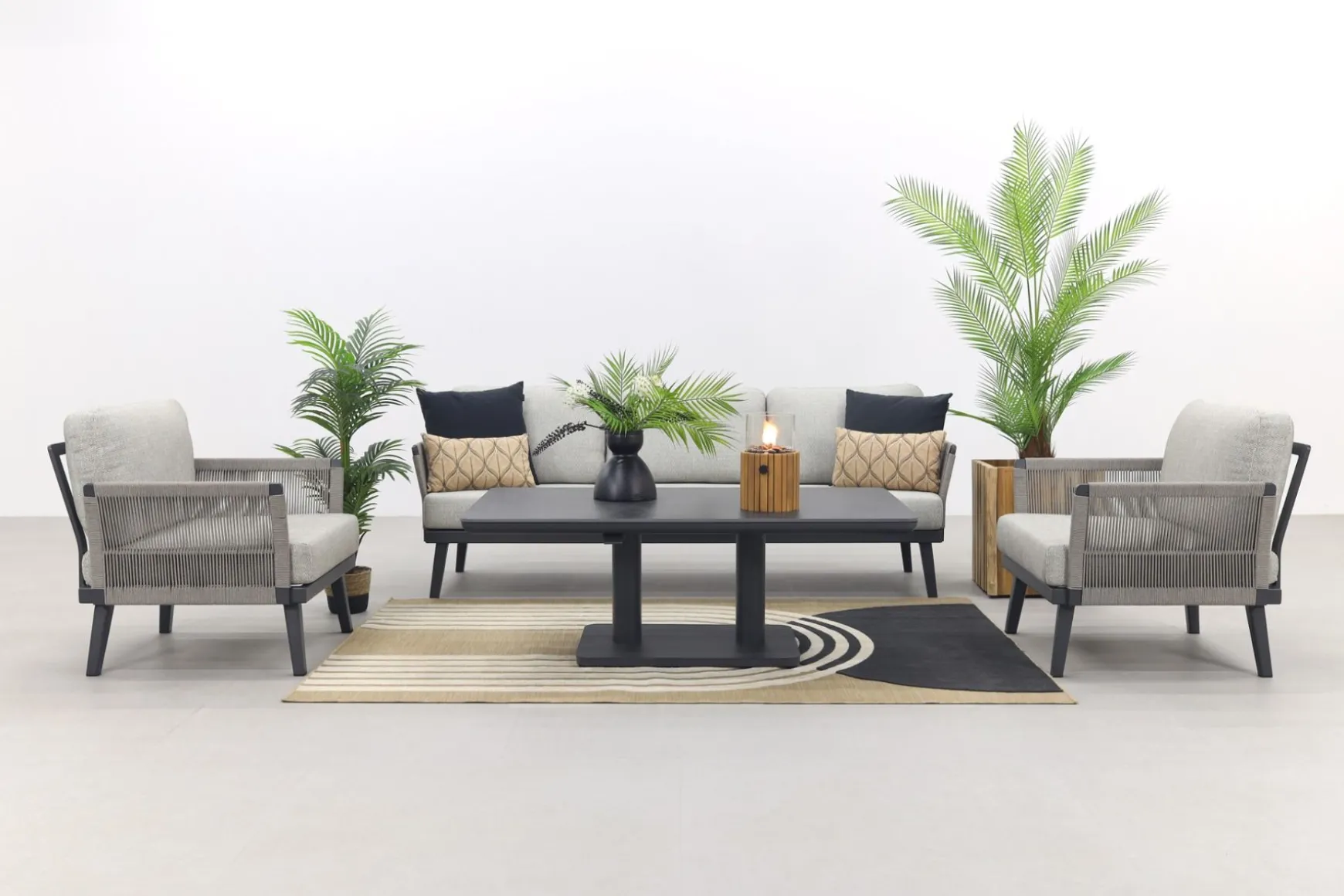 Durban/Medina verstelbare stoel-bank loungeset - 4-delig - Op=Op
