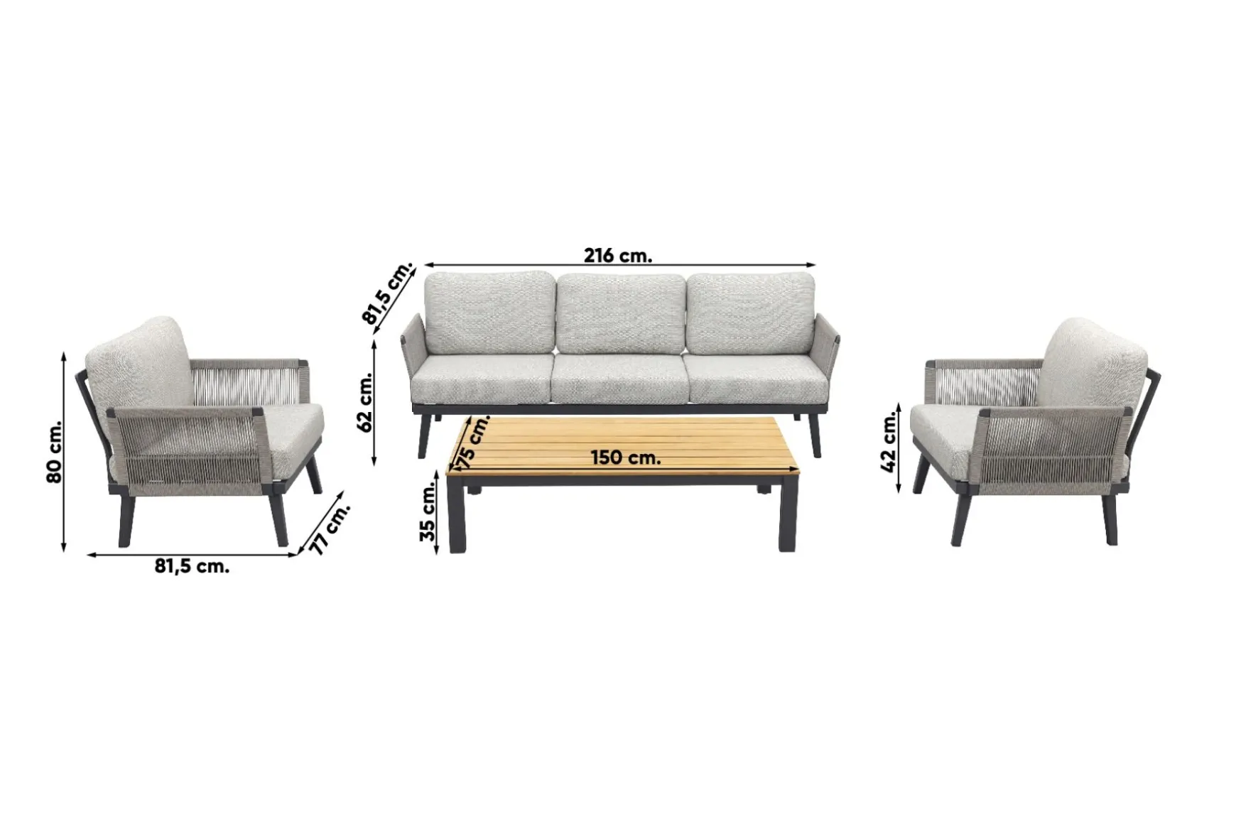 Durban/Mindo stoel-bank loungeset - 4-delig - Op=Op