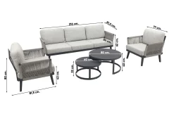 Durban/Rhodos stoel-bank loungeset - 5-delig - Op=Op
