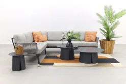 Durban/Velora royal grey loungeset - hoekbank - 4-delig