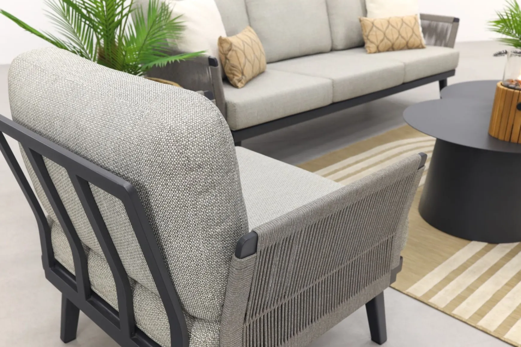 Durban/Velora royal grey stoel-bank loungeset - 6-delig