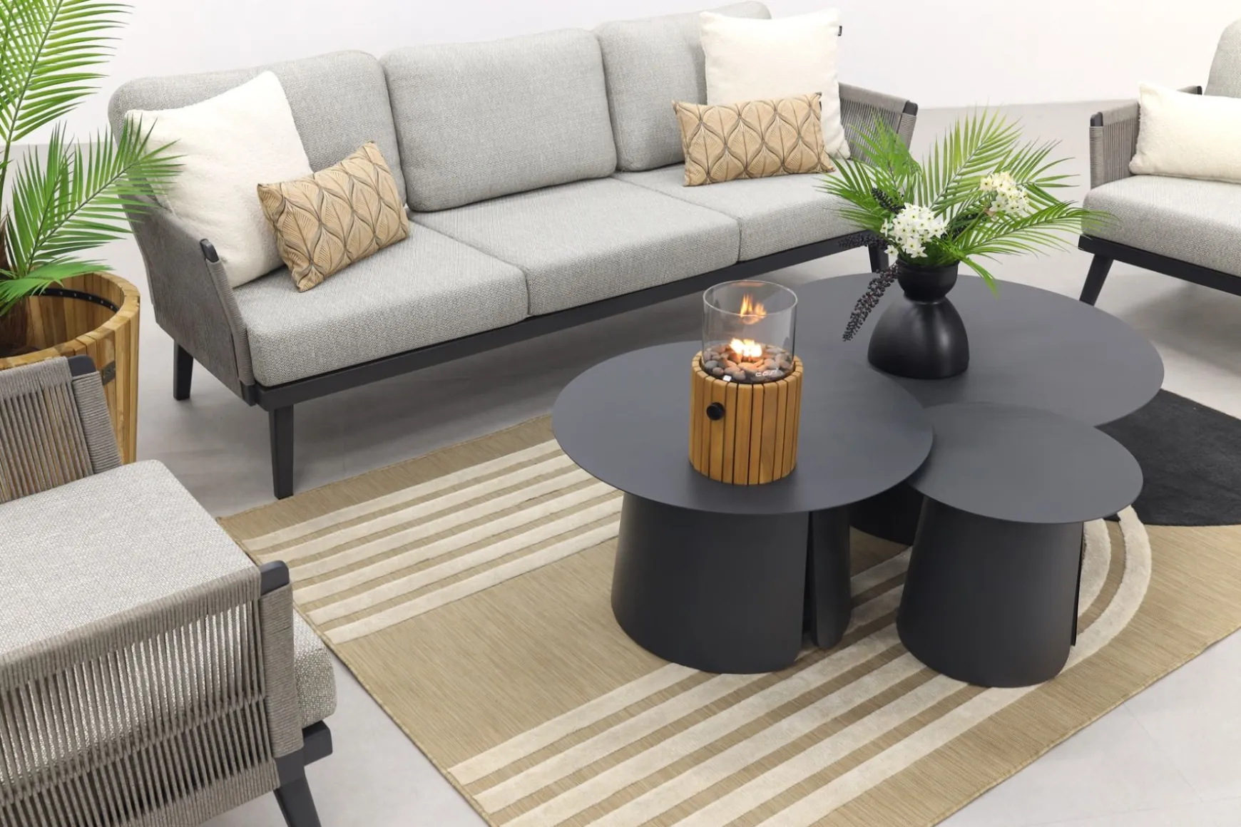 Durban/Velora royal grey stoel-bank loungeset - 6-delig