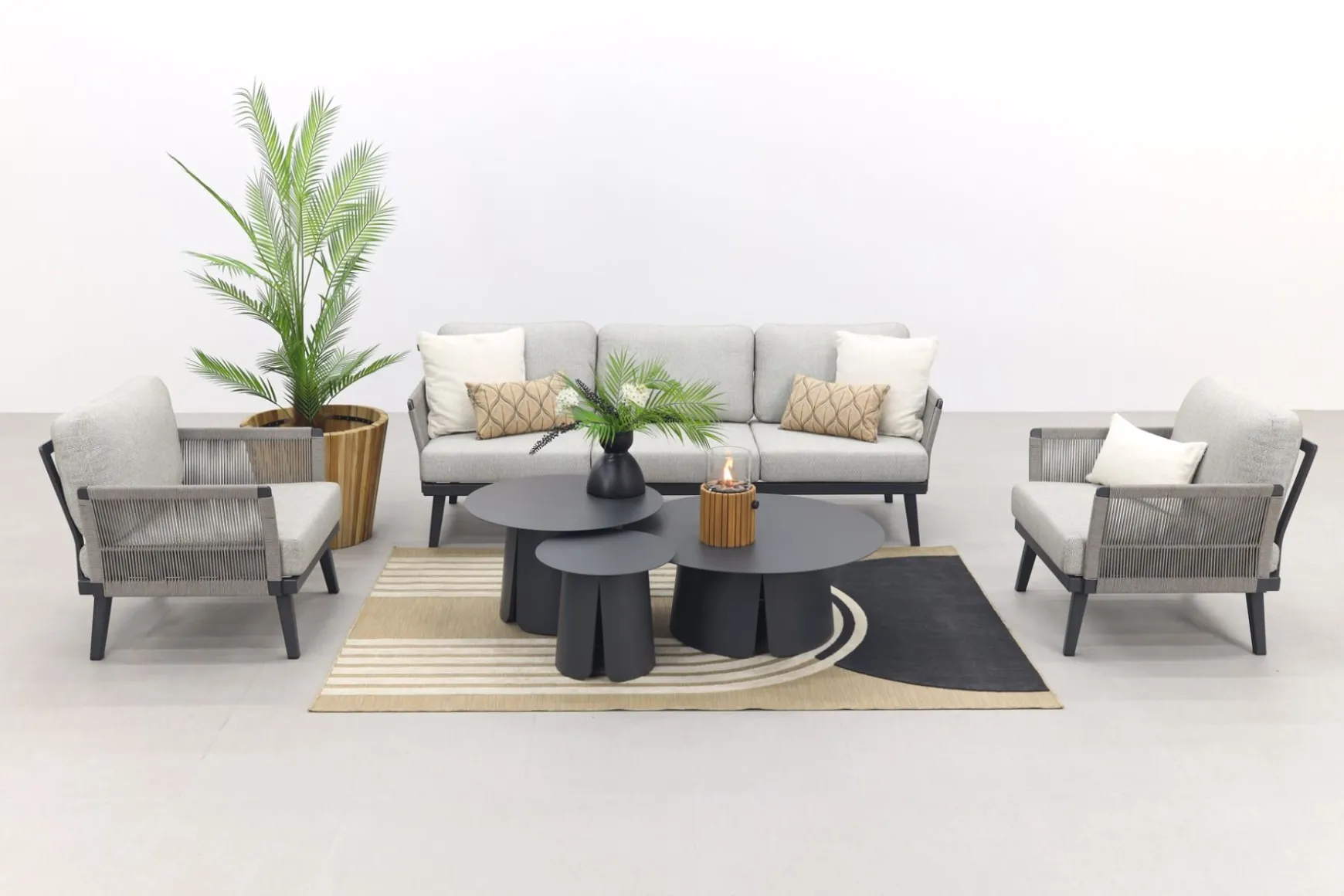 Durban/Velora royal grey stoel-bank loungeset - 6-delig