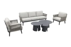 Durban/Velora royal grey stoel-bank loungeset - 6-delig