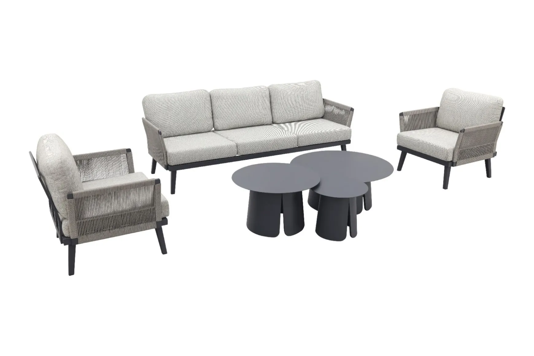 Durban/Velora royal grey stoel-bank loungeset - 6-delig