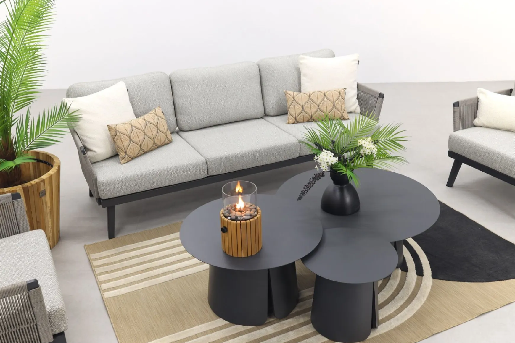 Durban/Velora royal grey stoel-bank loungeset - 6-delig