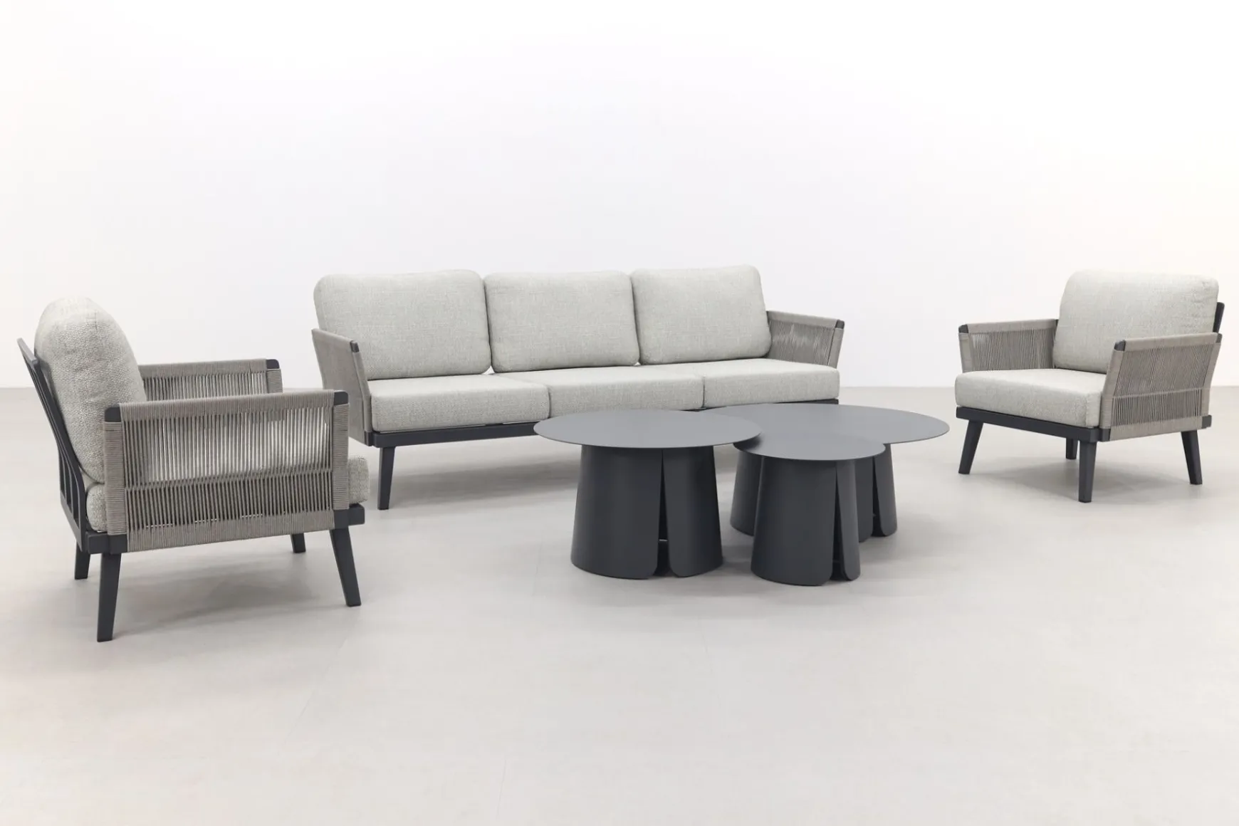 Durban/Velora royal grey stoel-bank loungeset - 6-delig