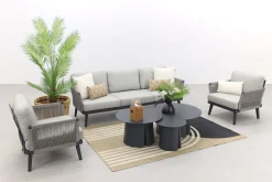 Durban/Velora royal grey stoel-bank loungeset - 6-delig