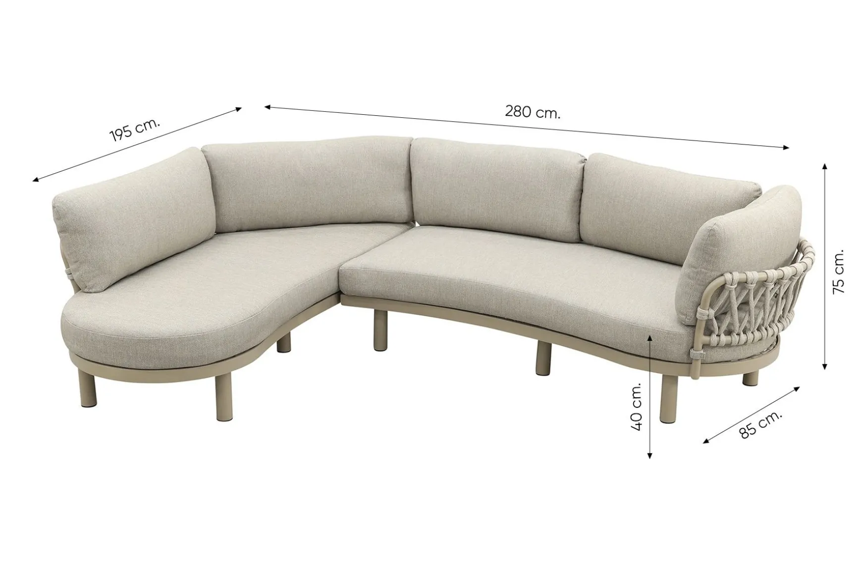 Emilia/Mindo organische rope loungeset - Latte/Beige