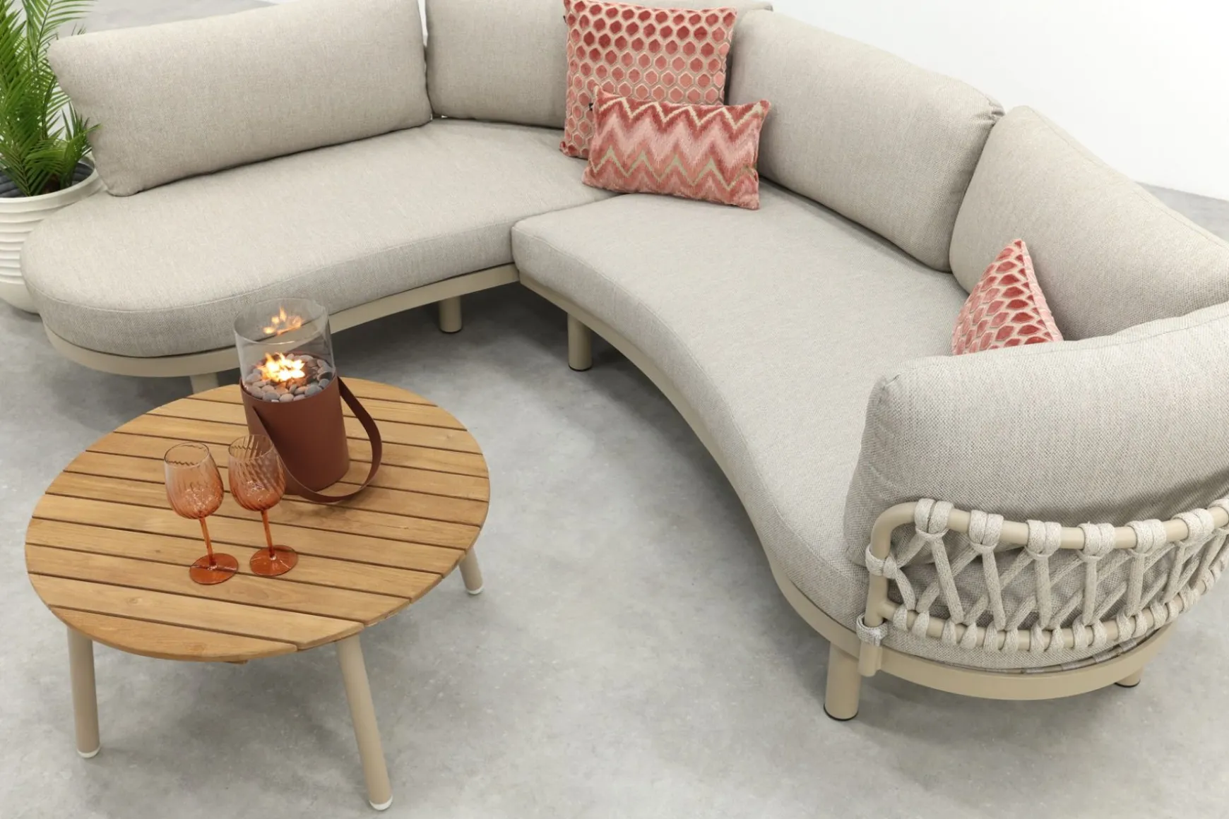 Emilia/Mindo organische rope loungeset - Latte/Beige