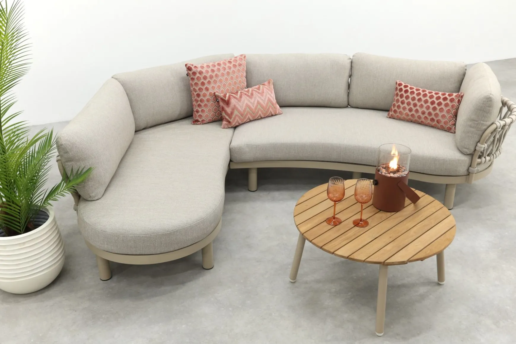 Emilia/Mindo organische rope loungeset - Latte/Beige