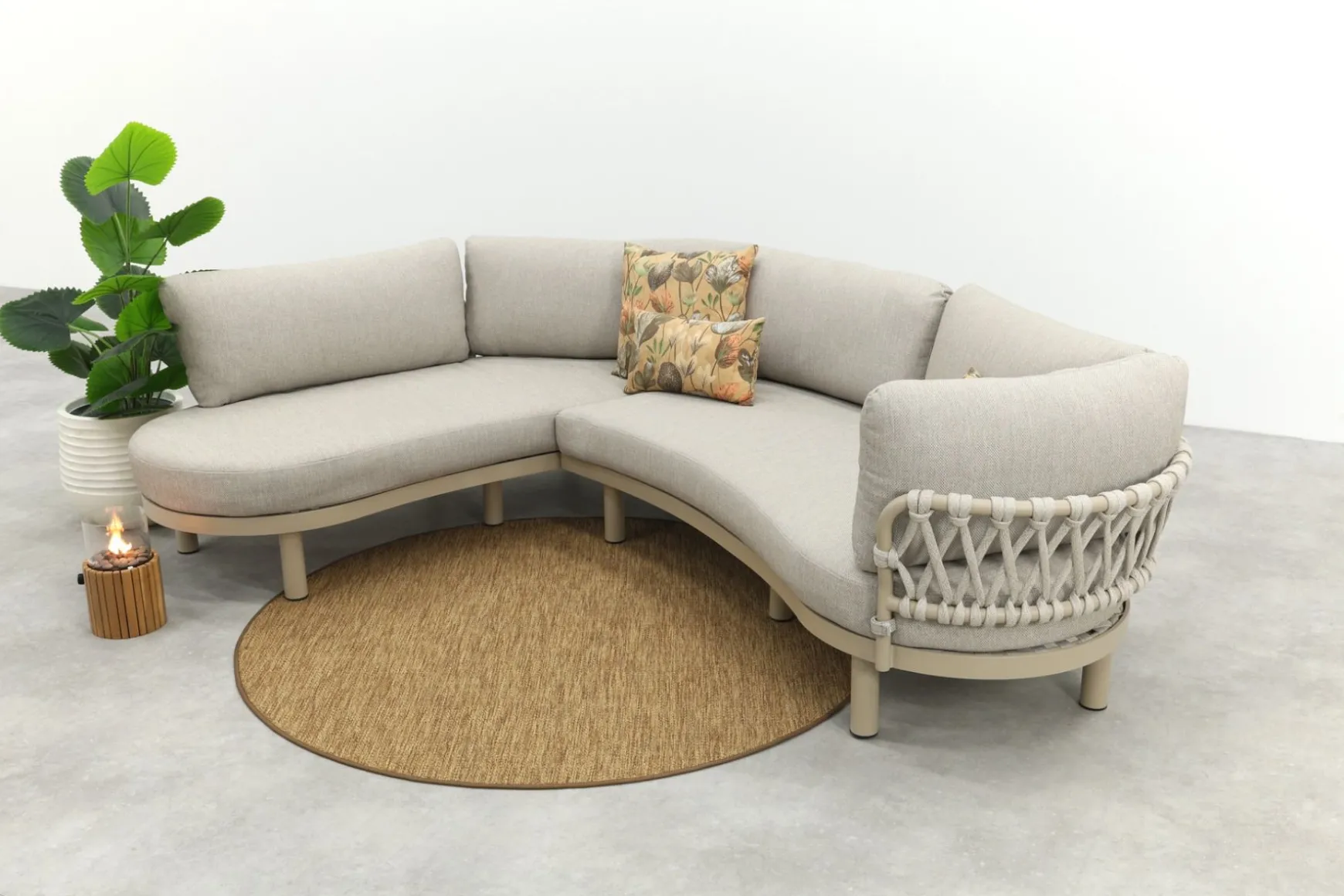 Emilia organische rope lounge hoekbank - Latte/Beige