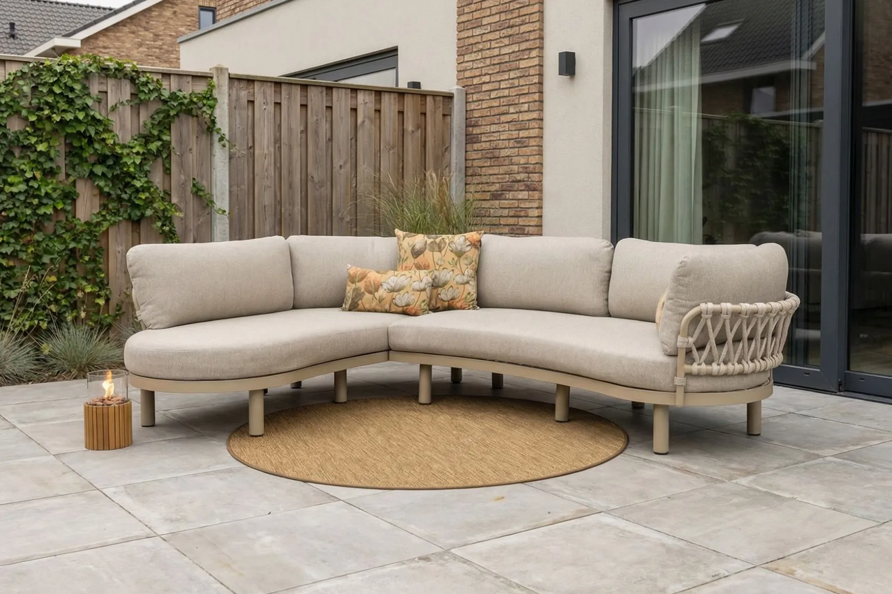 Emilia organische rope lounge hoekbank - Latte/Beige