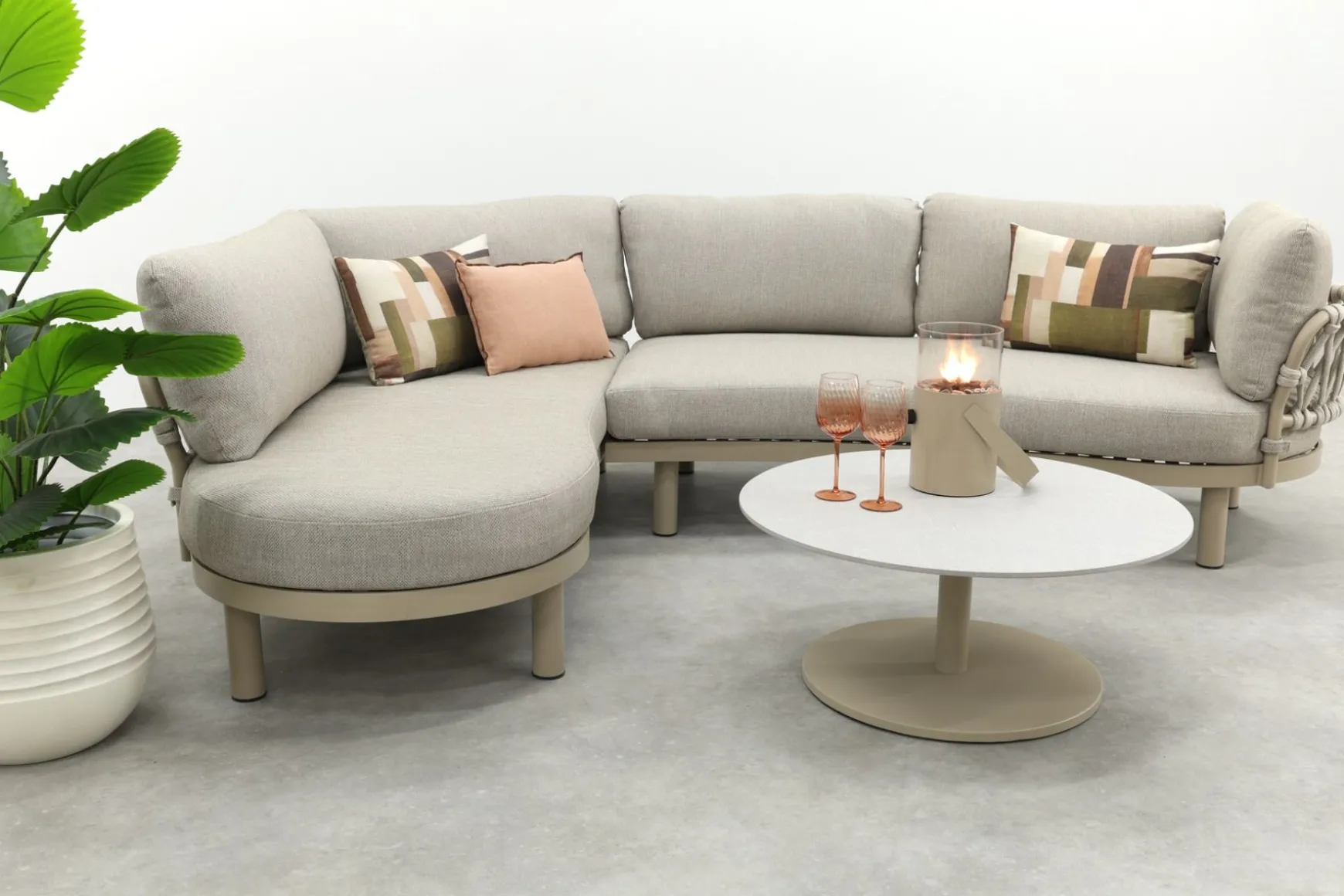 Emilia/Orion organische rope loungeset - Latte/Beige