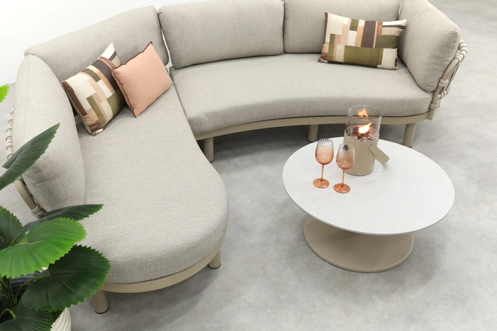 Emilia/Orion organische rope loungeset - Latte/Beige