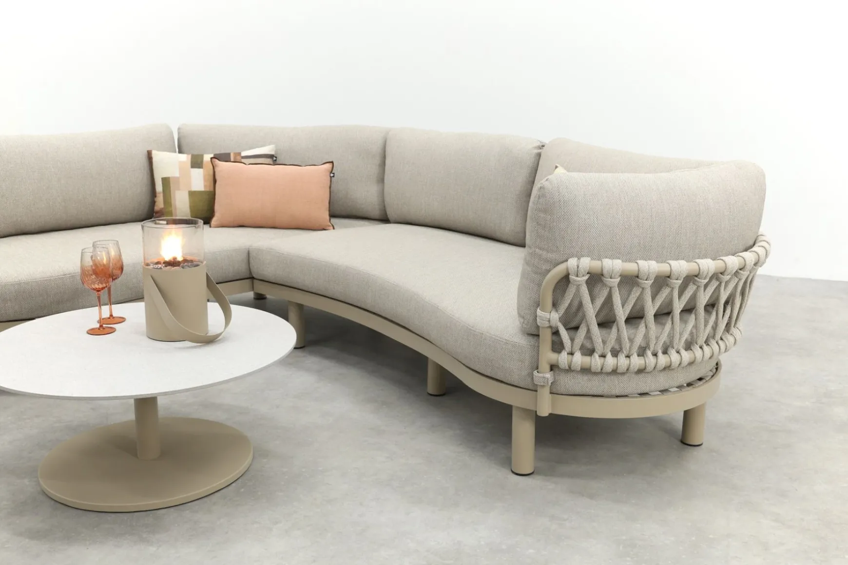 Emilia/Orion organische rope loungeset - Latte/Beige