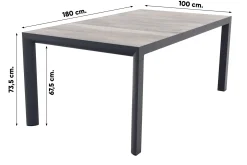 Excellent/Kings 4-persoons stapelbare dining tuinset 180x100 cm. - Antraciet