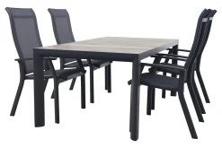 Excellent/Kings 4-persoons stapelbare dining tuinset 180x100 cm. - Antraciet