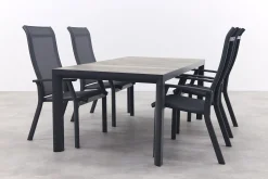 Excellent/Kings 4-persoons stapelbare dining tuinset 180x100 cm. - Antraciet