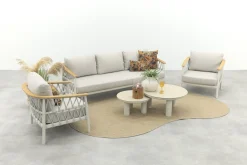 Flora/Liv stoel-bank loungeset - Light rope/Teak