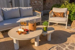 Flora/Liv stoel-bank loungeset - Light rope/Teak
