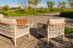 Flora/Liv stoel-bank loungeset - Light rope/Teak