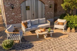 Flora/Liv stoel-bank loungeset - Light rope/Teak