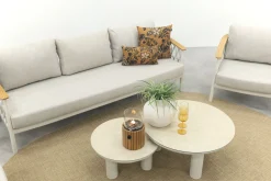 Flora/Liv stoel-bank loungeset - Light rope/Teak