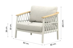 Flora/Liv stoel-bank loungeset - Light rope/Teak