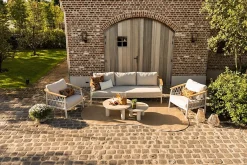 Flora/Liv stoel-bank loungeset - Light rope/Teak
