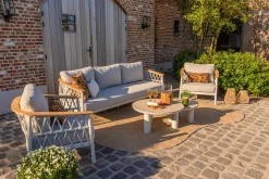 Flora/Liv stoel-bank loungeset - Light rope/Teak