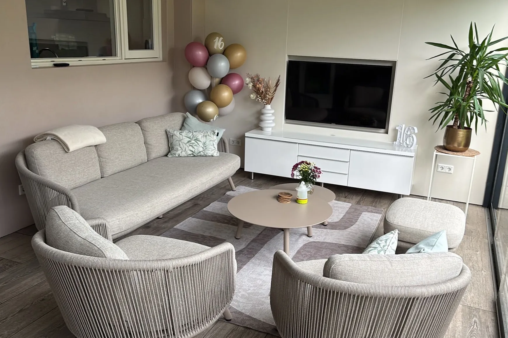 Flow stoel/bank loungeset (5-delig) - Zand/Latte