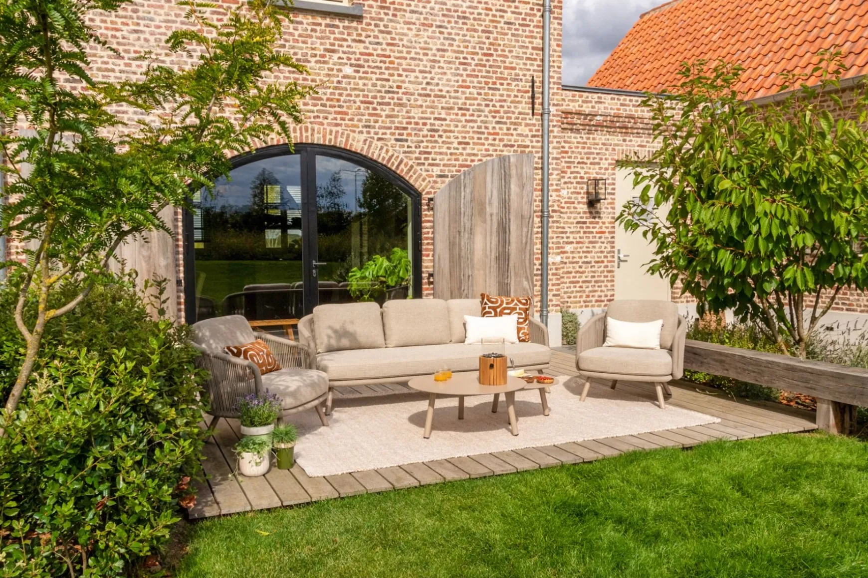 Flow stoel/bank loungeset (5-delig) - Zand/Latte