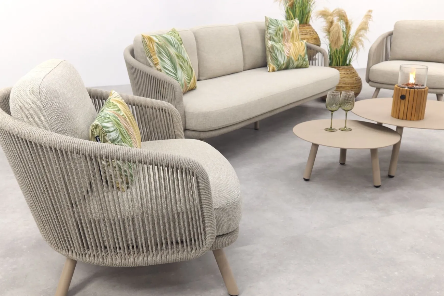 Flow stoel/bank loungeset (5-delig) - Zand/Latte