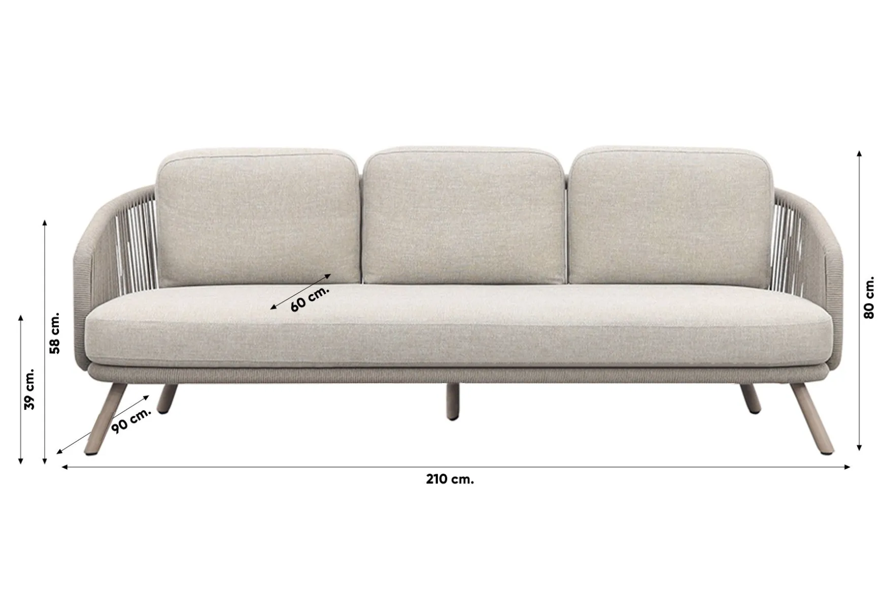 Flow stoel/bank loungeset (5-delig) - Zand/Latte