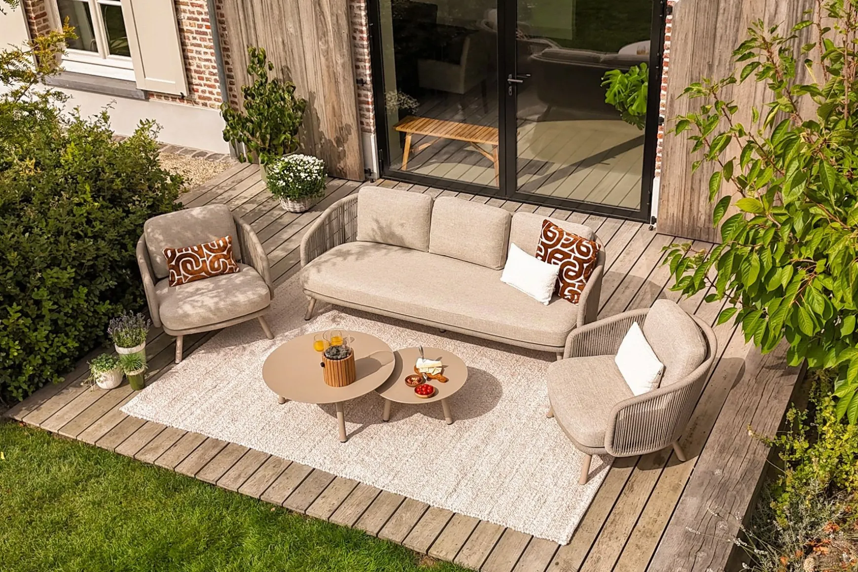 Flow stoel/bank loungeset (5-delig) - Zand/Latte