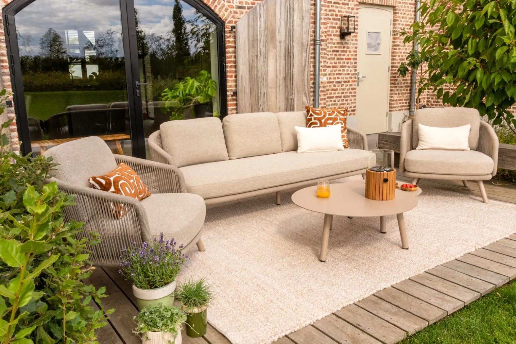 Flow stoel/bank loungeset (5-delig) - Zand/Latte