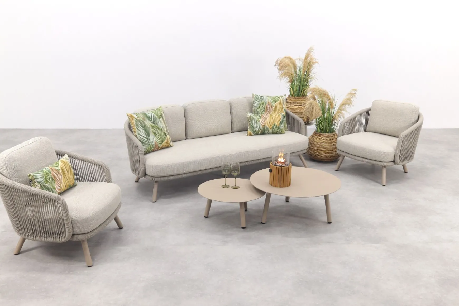 Flow stoel/bank loungeset (5-delig) - Zand/Latte