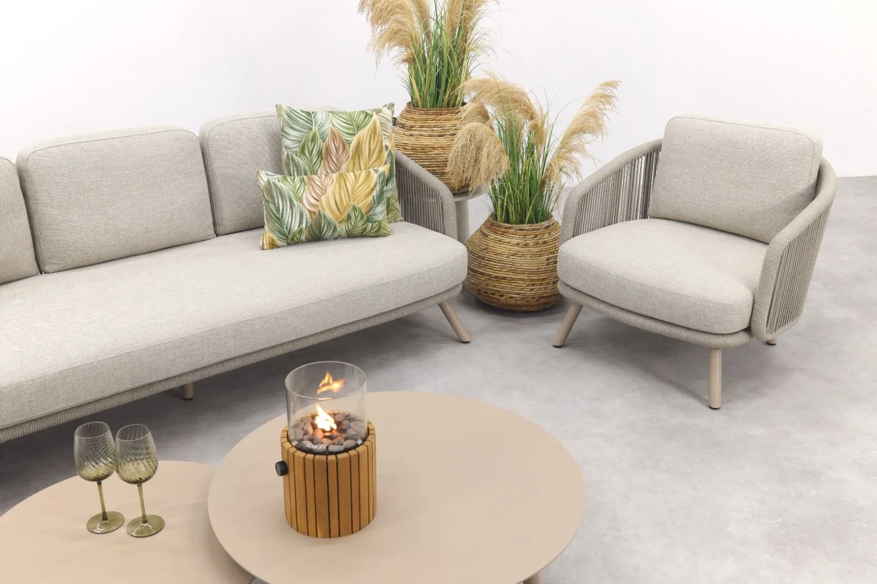 Flow stoel/bank loungeset (5-delig) - Zand/Latte