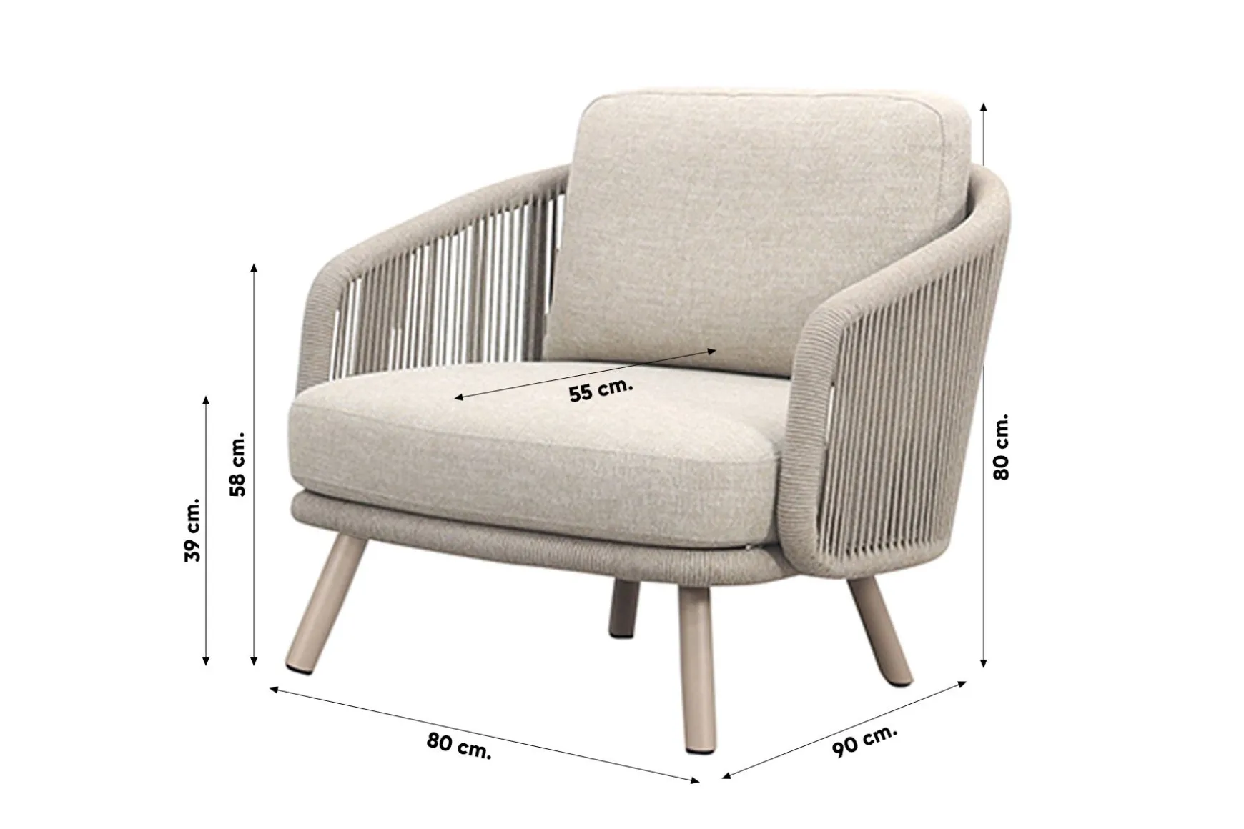 Flow stoel/bank loungeset (5-delig) - Zand/Latte