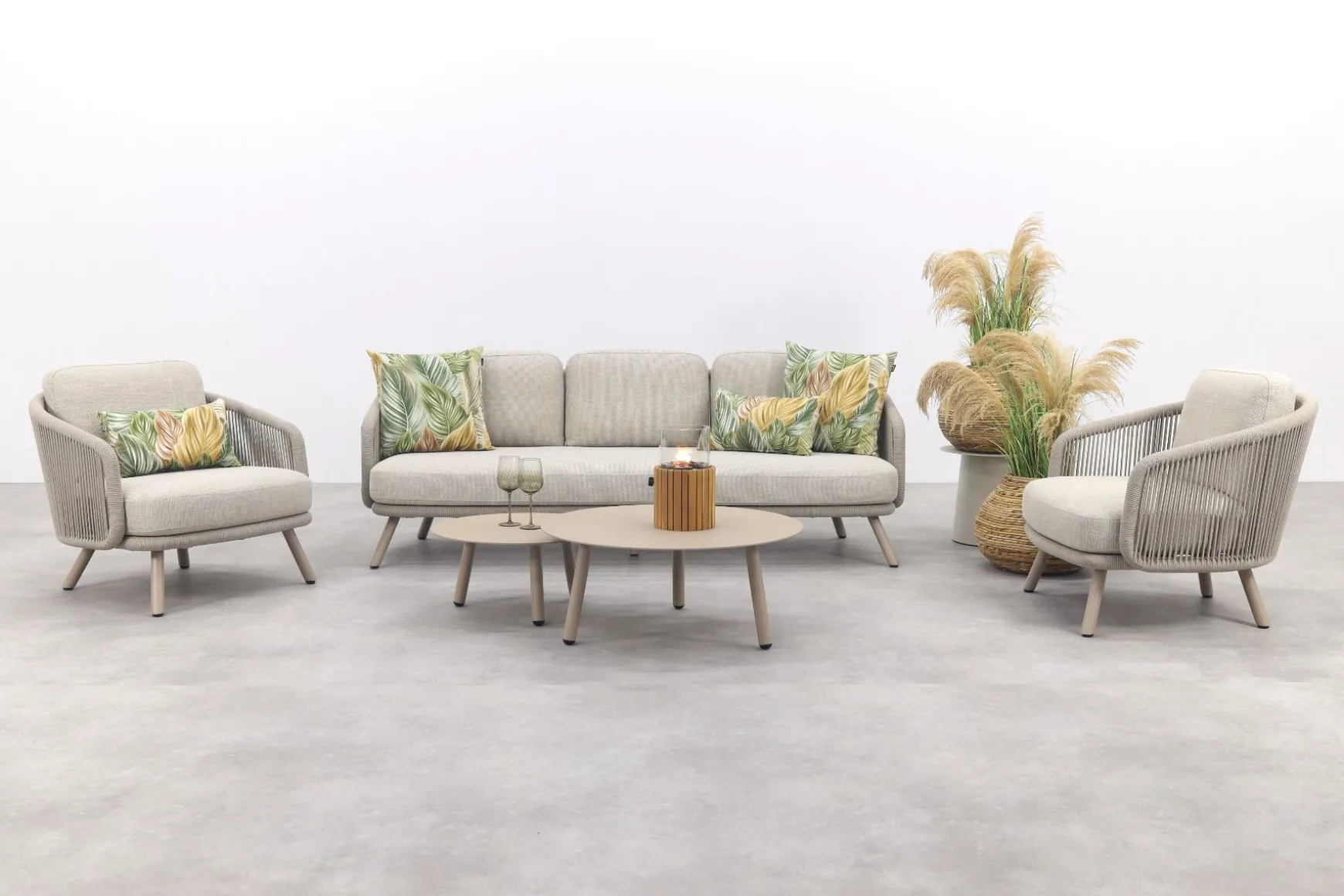 Flow stoel/bank loungeset (5-delig) - Zand/Latte