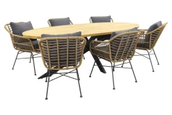 Garden Impressions Margriet natural/Taste Prado Ellips 240x115 cm. tuinset - 7-delig