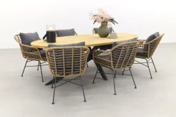 Garden Impressions Margriet natural/Taste Prado Ellips 240x115 cm. tuinset - 7-delig