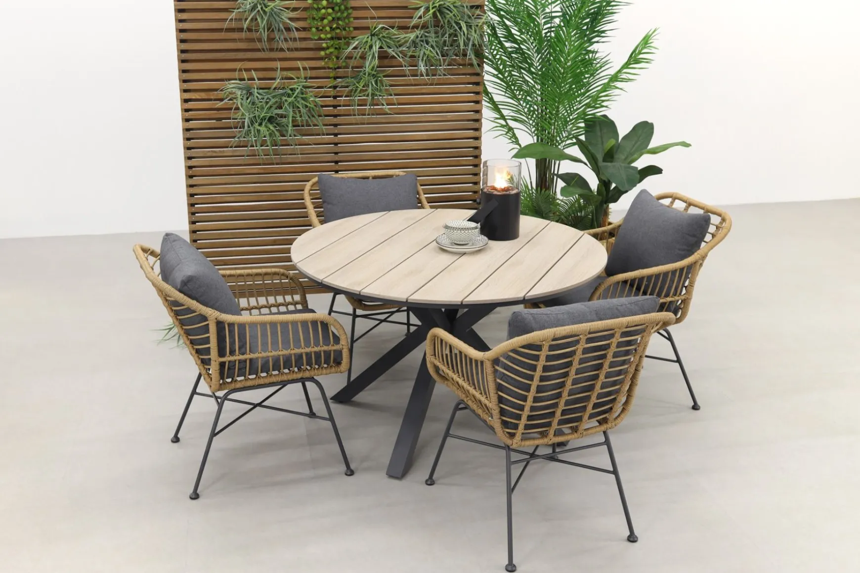 Garden Impressions Margriet naturel / Edison 122 cm. - ronde tuinset