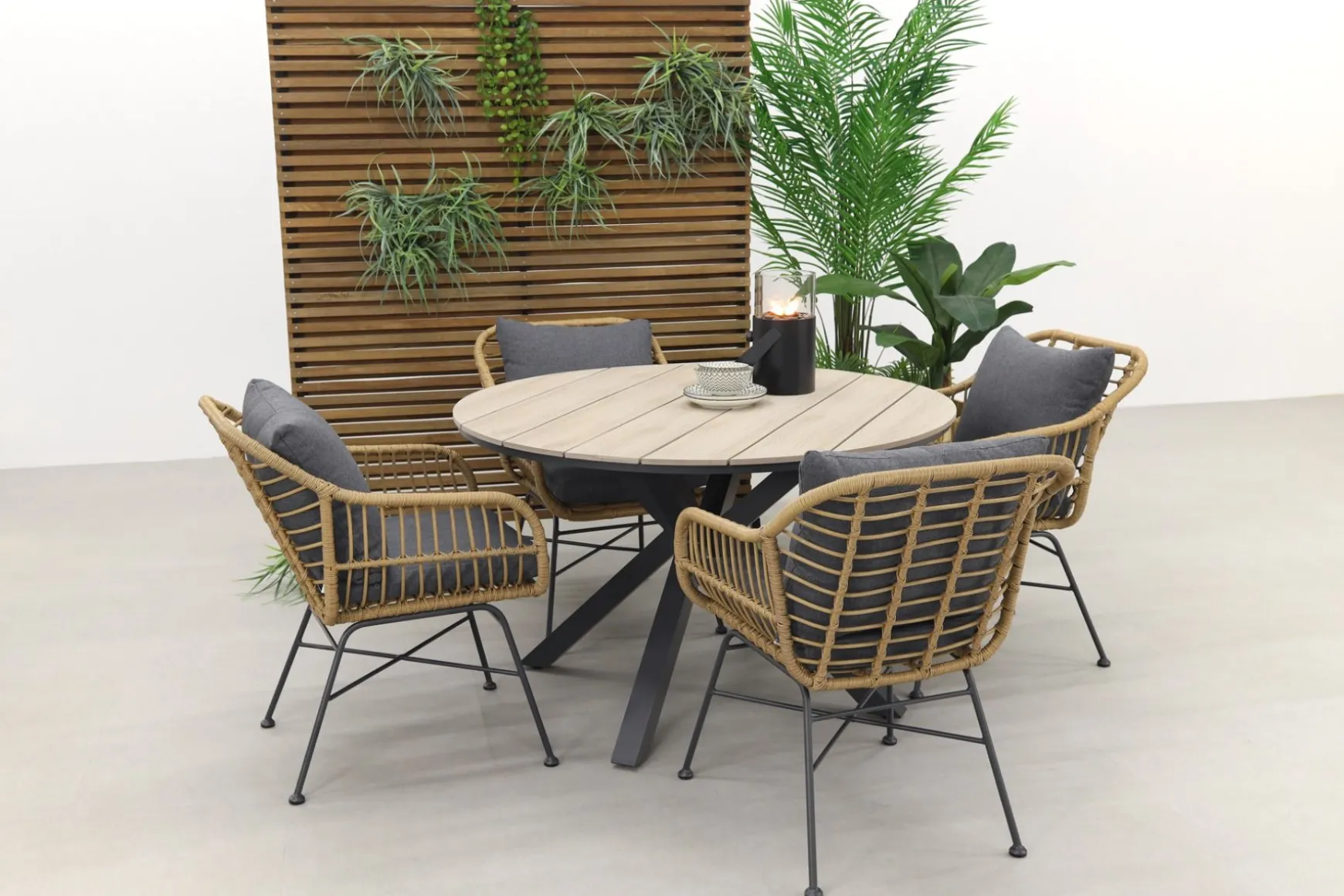 Garden Impressions Margriet naturel / Edison 122 cm. - ronde tuinset