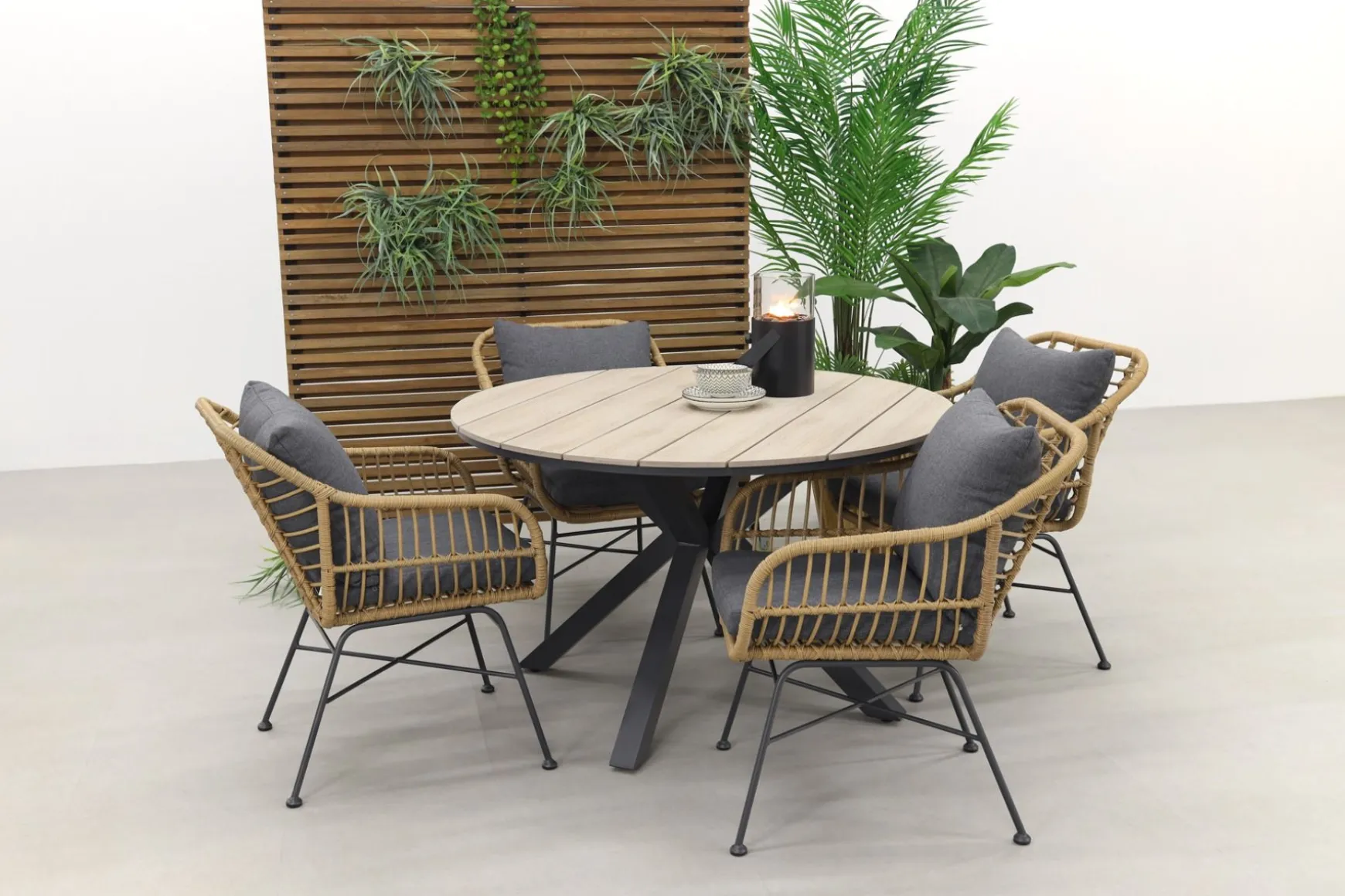 Garden Impressions Margriet naturel / Edison 122 cm. - ronde tuinset