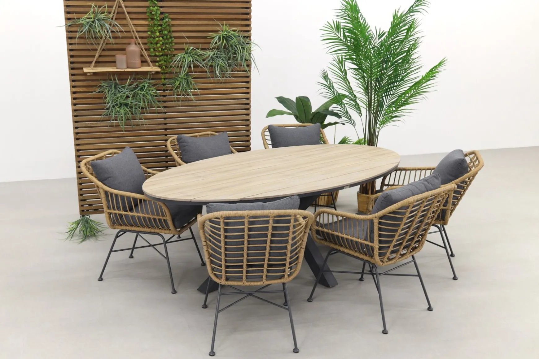 Garden Impressions Margriet - Naturel / Edison 220 x 115 cm. - ovale tuinset