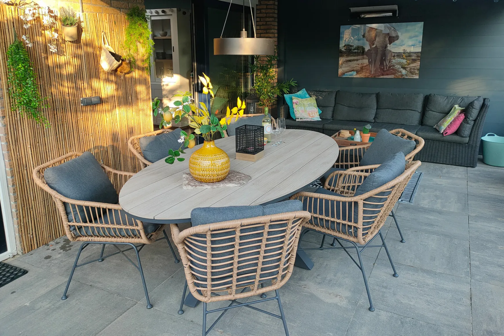 Garden Impressions Margriet - Naturel / Edison 220 x 115 cm. - ovale tuinset