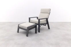 Garden Impressions Max loungestoel + voetenbank - Carbon black/Sand