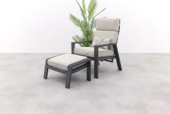 Garden Impressions Max loungestoel + voetenbank - Carbon black/Sand